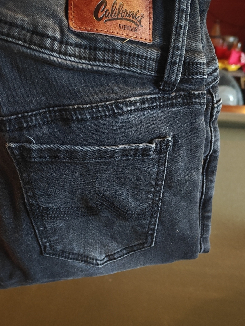 California Vintage Black Button-Fly Jeans
